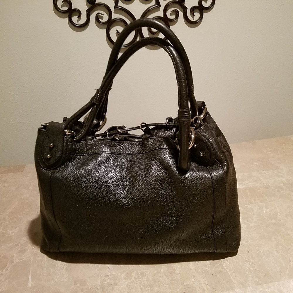 Black Leather Hobo Handbag